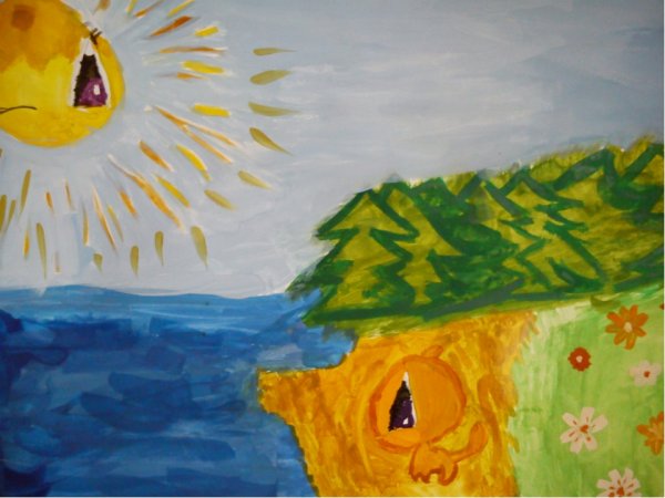 Детский рисунок утро по рисованию