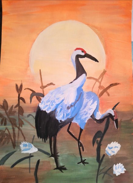 Международный конкурс рисунков журавль птица мира