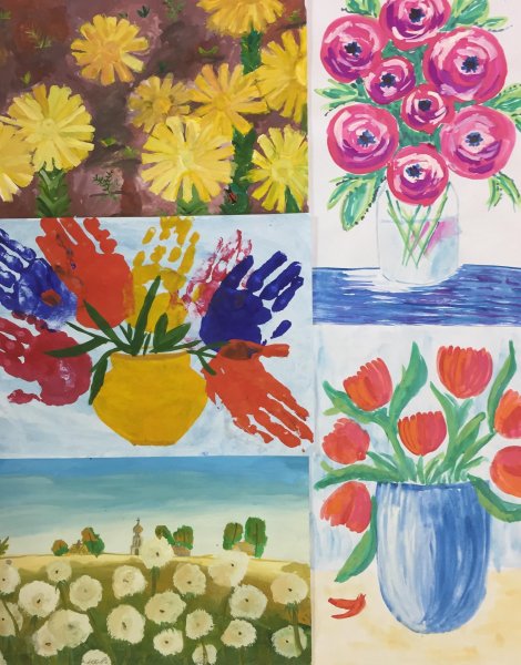 Рисование детьми букетов