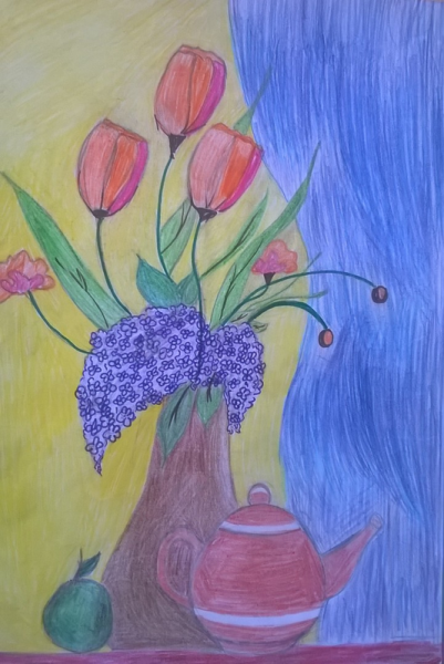 Рисование букет для мамы