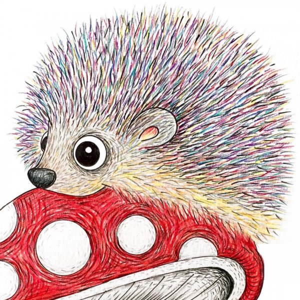 Ежик рисованный