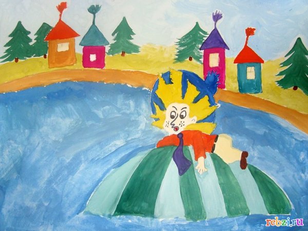 Незнайка рисунок красками