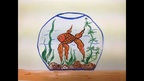 Рисование для детей рыбки в аквариуме