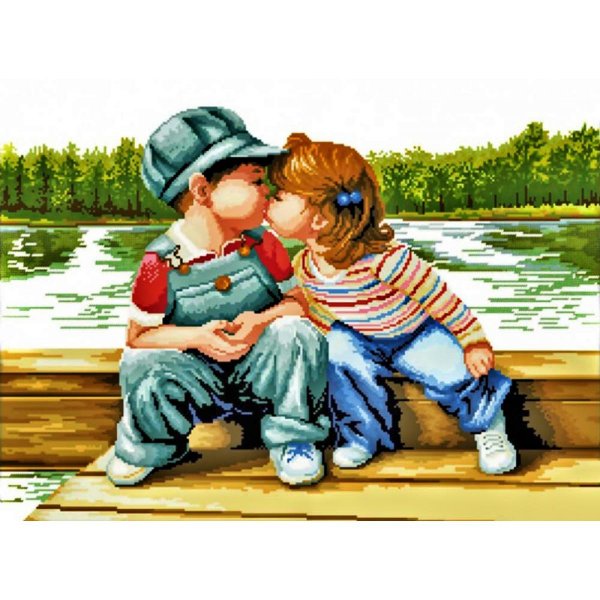 Дети первый поцелуй вышивки