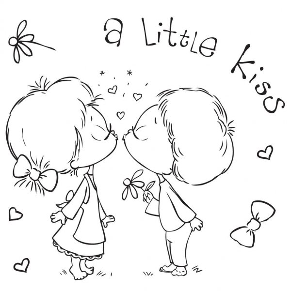 Детские раскраски поцелуй