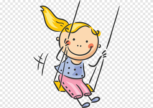 Дети качаются на качелях вектор