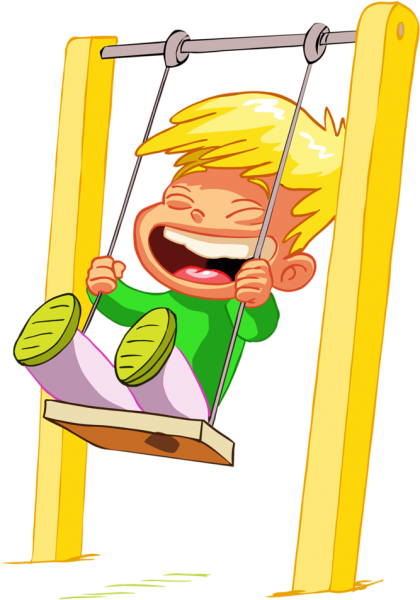 Дети качаются на качелях вектор