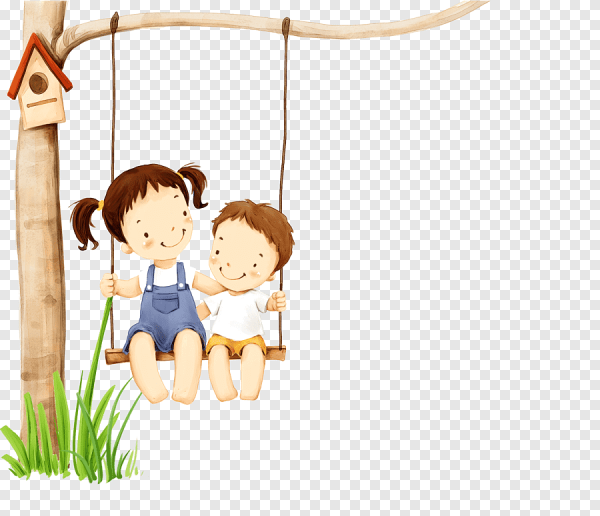 Мультяшные дети на качелях