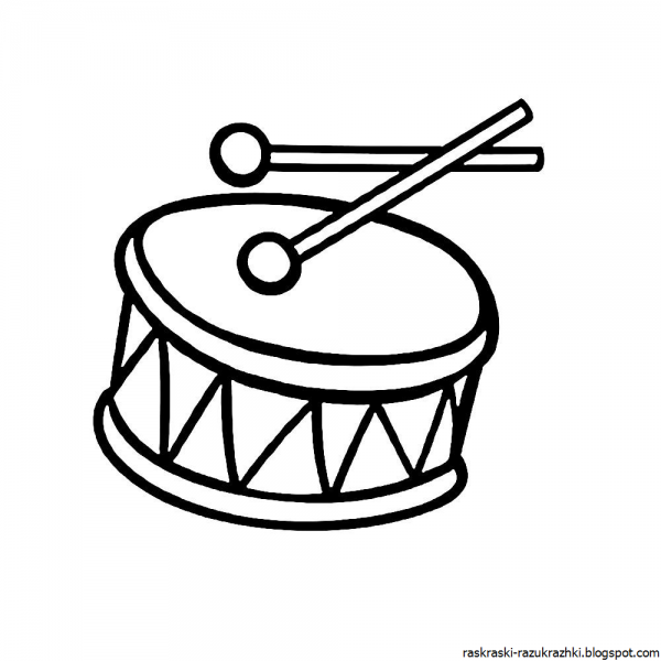 Барабан раскраска для малышей