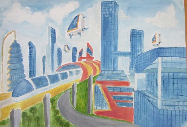 Город будущего рисунок