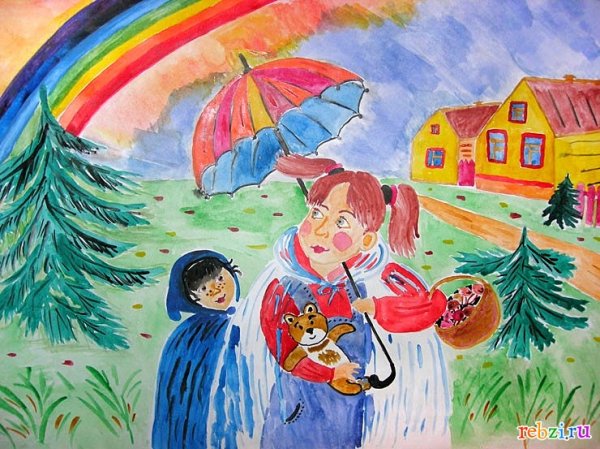 Детские рисунки после дождя