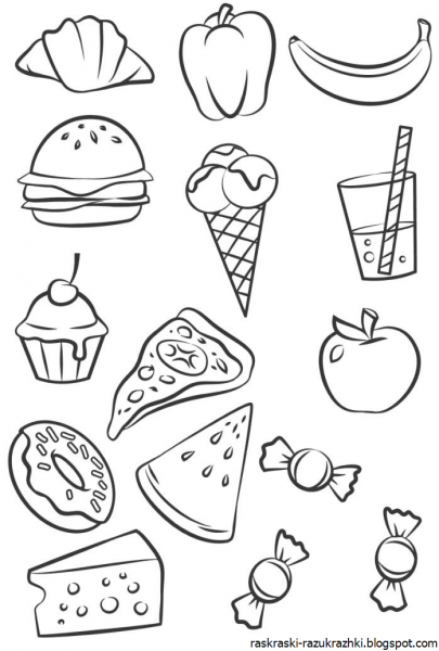 Продукты раскраска для детей