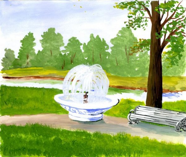 Фонтан детский рисунок