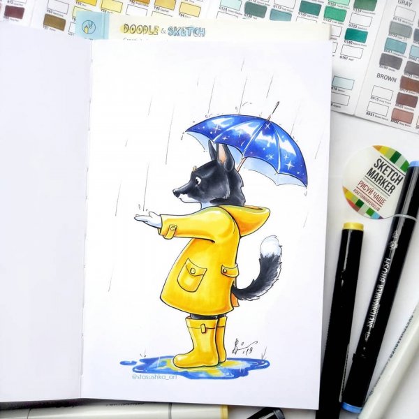 Детские рисунки маркерами для скетчинга