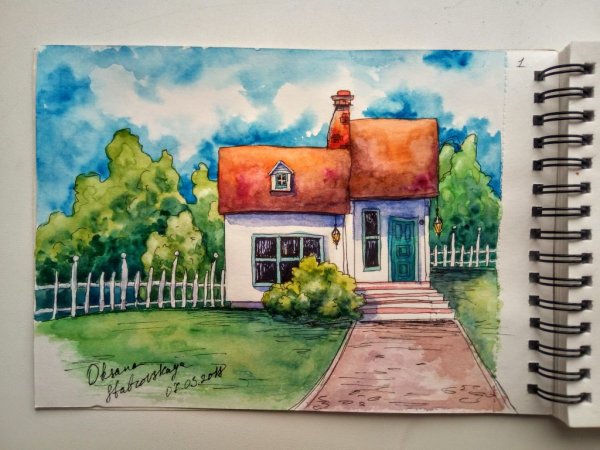 Дом акварелью для начинающих