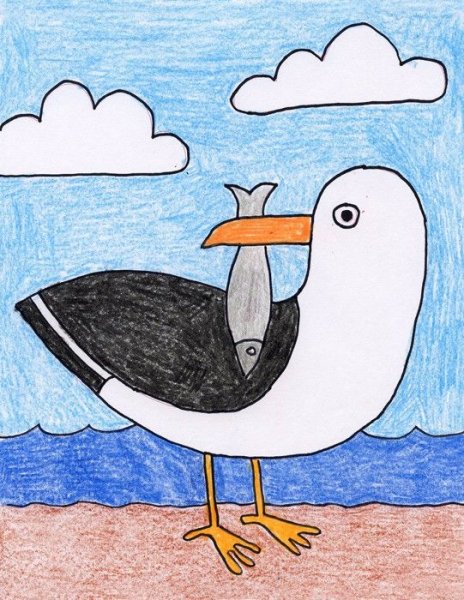 Детский рисунок Чайки