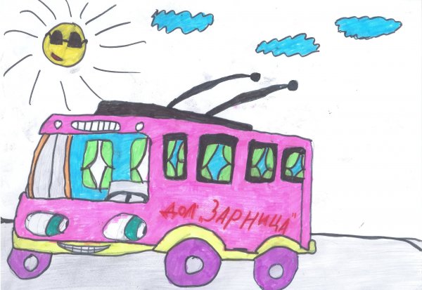 Трамвай детский рисунок