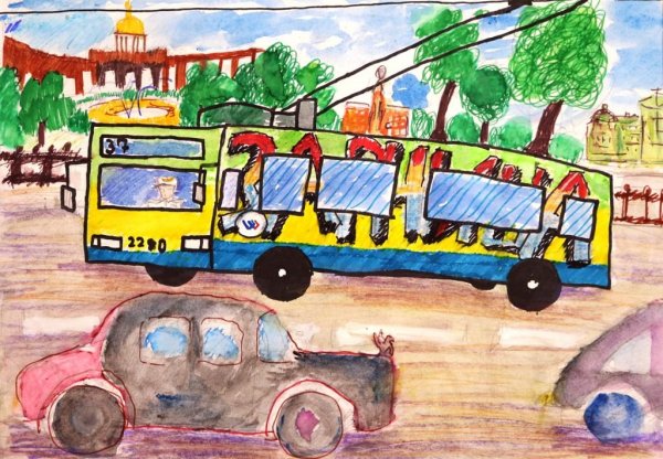 Рисуем трамвай с детьми