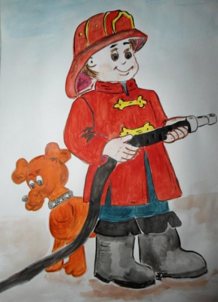 Пожарный детский рисунок