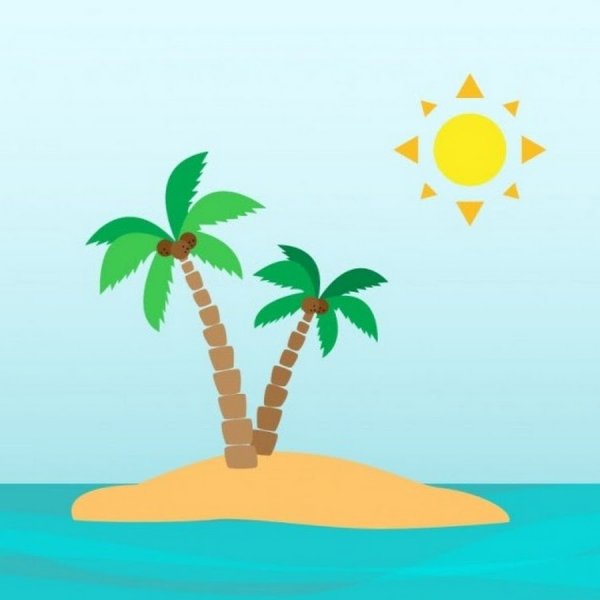 Нарисовать остров с пальмой
