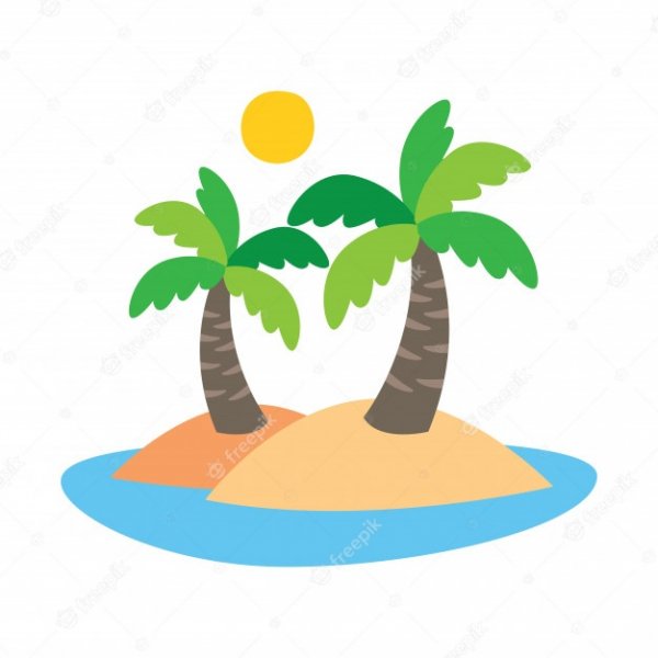 Мультяшный остров с пальмами