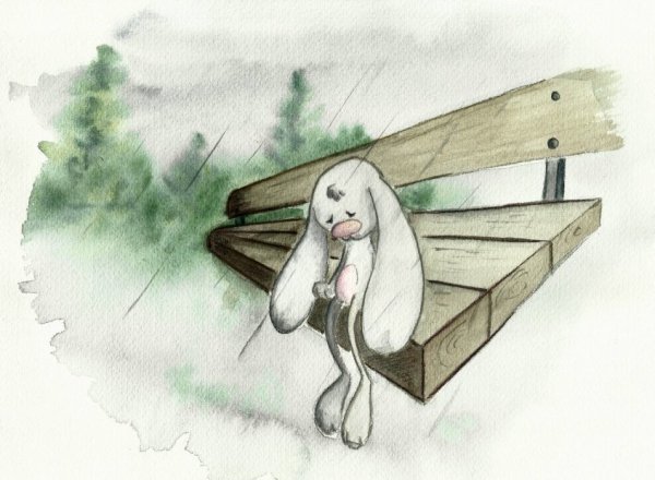 Заяц на скамейке