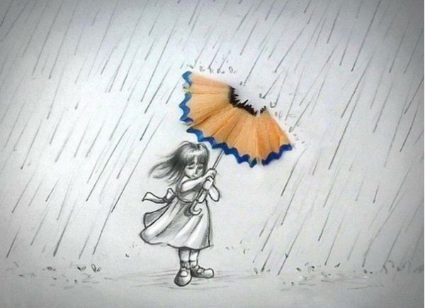 Рисование карандашом дождь