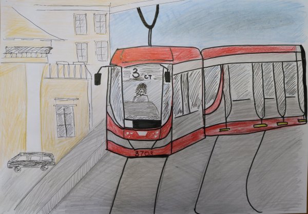 Трамвай карандашом