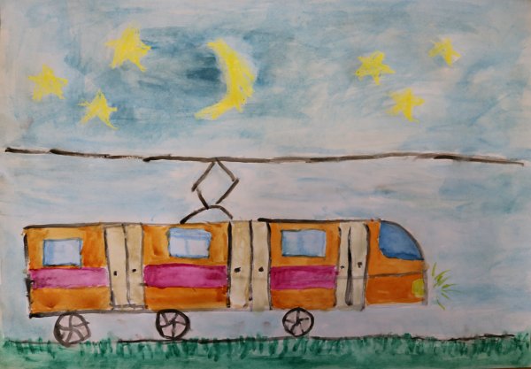 Трамвай рисунок для детей