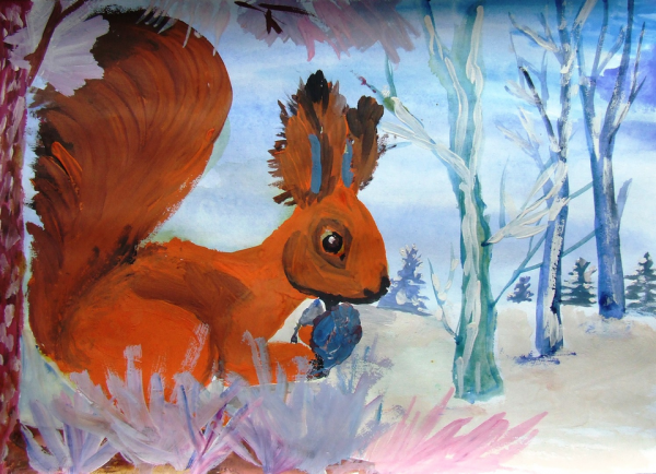 Рисование белки в детском саду