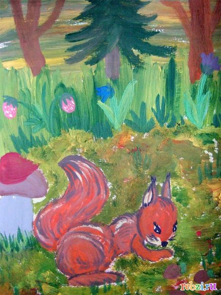 Детский рисунок белки