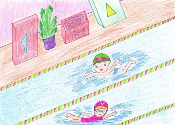 Рисунки бассейна детские