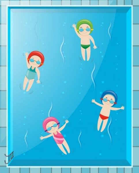 Иллюстрация дети плавание