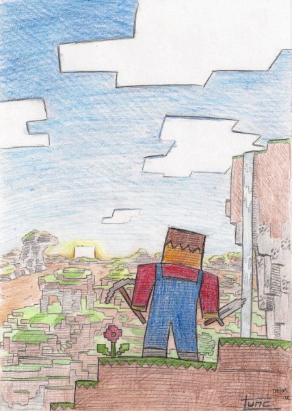 Рисунки на тему майнкрафт карандашом