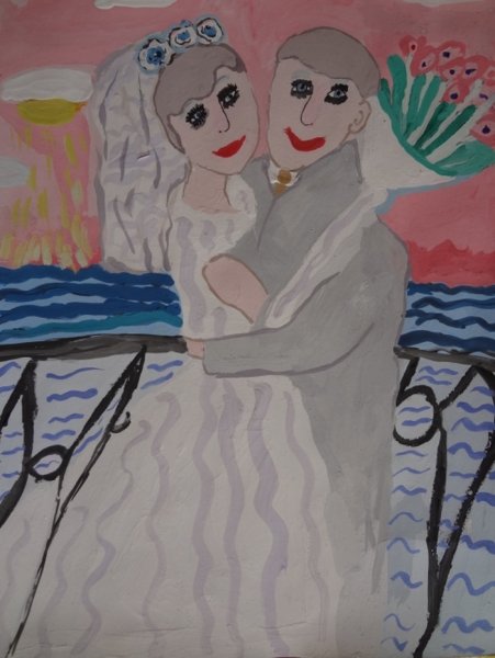 Детский рисунок на тему свадьба