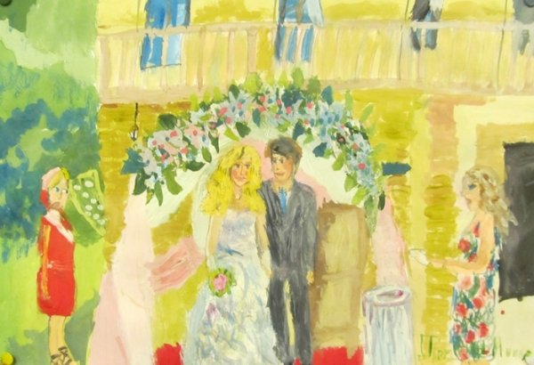 Детский рисунок на тему свадьба