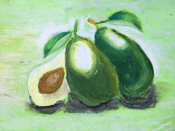 Рисуем авокадо пастелью