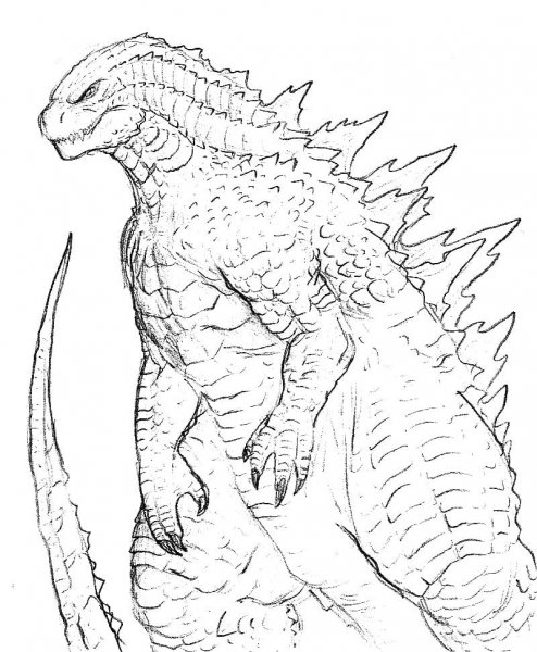 Годзилла 2019 рисунок карандашом