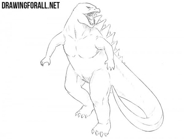 Рисовать Годзиллу поэтапно