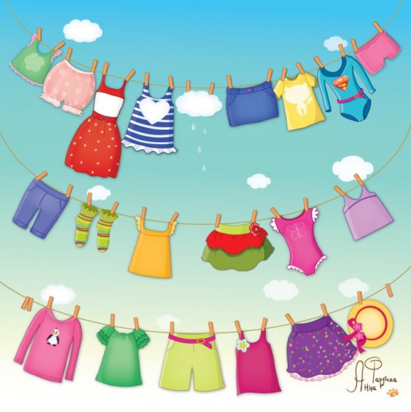 Белье на веревке для детей