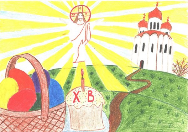 Рисунок на тему Пасха