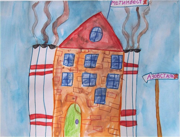 Детский рисунок промышленный город