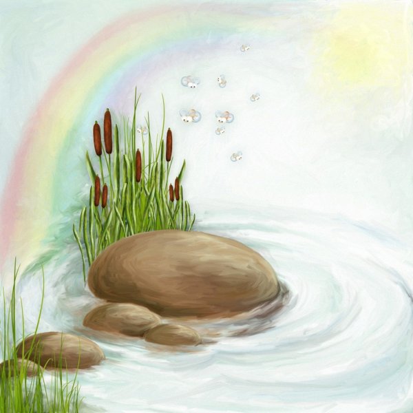 Озеро с камышами рисунок