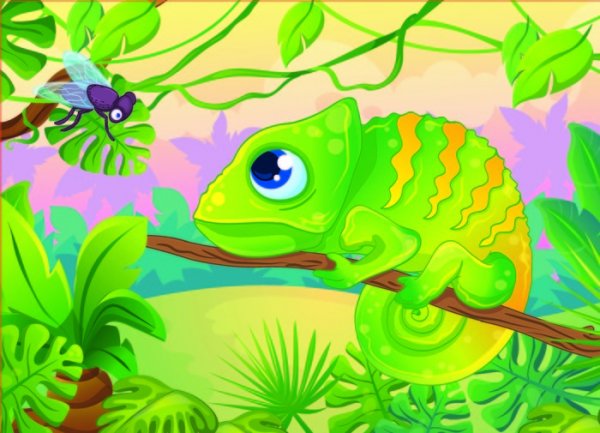 Рисование хамелеона для детей