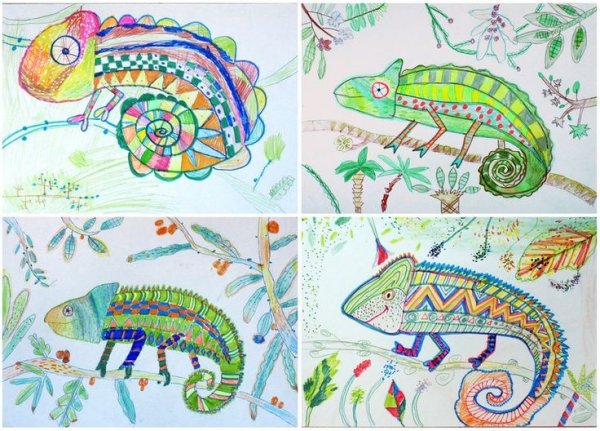 Рисуем хамелеона с детьми
