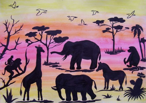 Силуэтная живопись для детей