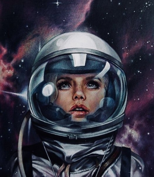 Девушка космонавт в космосе