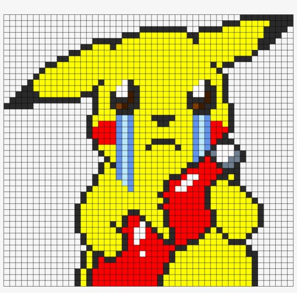 Рисование по клеткам Пикачу