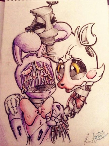 Арты ФНАФ Мангл и Бонни