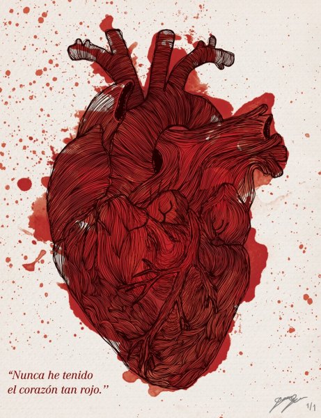 Человеческое сердце с цветами